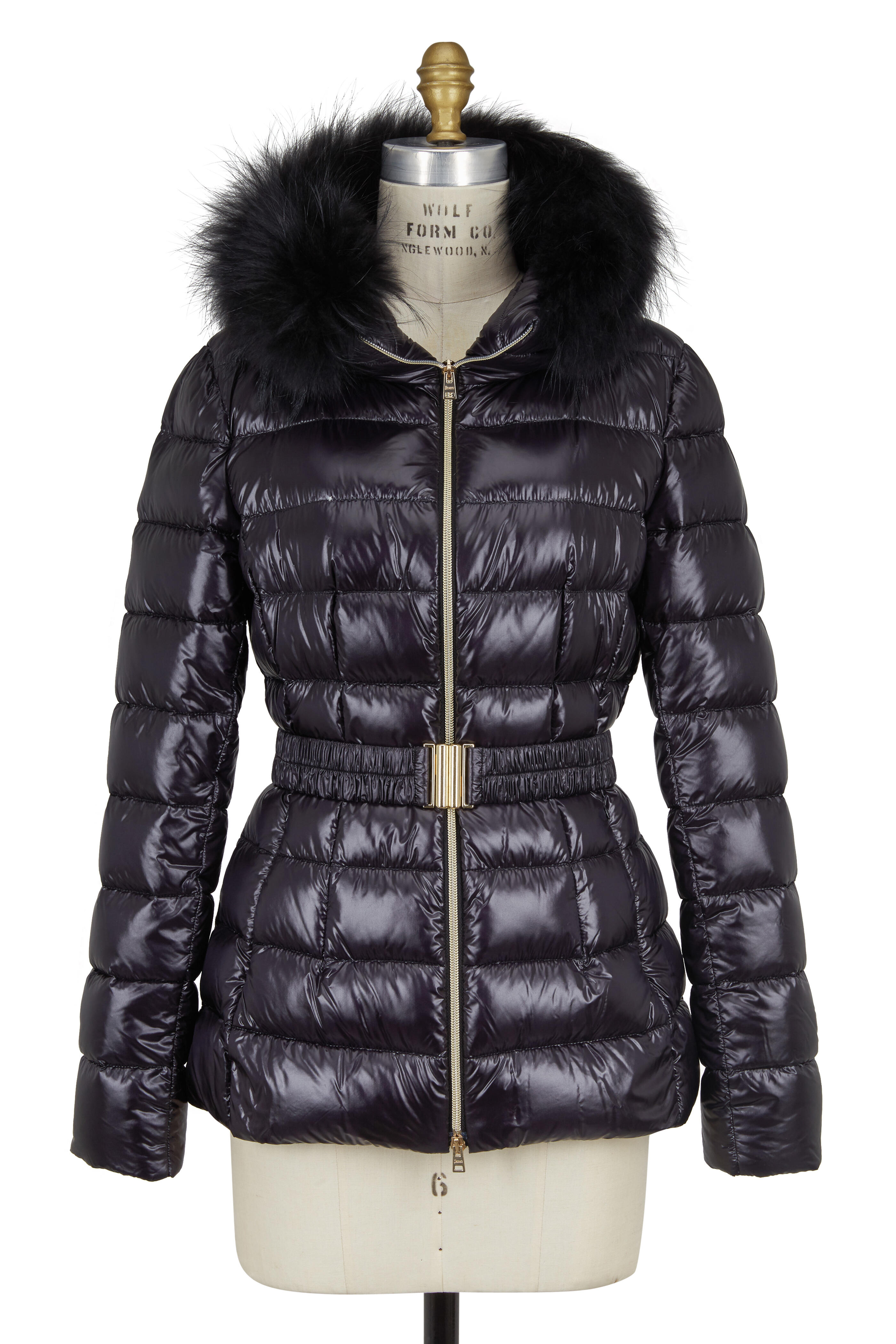 Herno - Black Quilted Nyon Puffer Jacket With Fur Collar