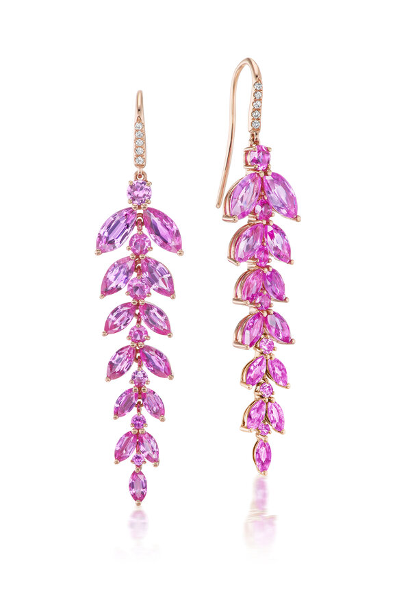 Nam Cho Rose Gold Diamond Pink Ruby Earrings