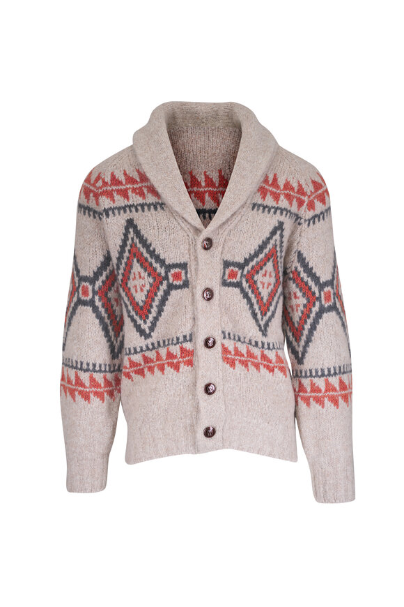 Brunello Cucinelli Gray & Orange Geometric Cardigan