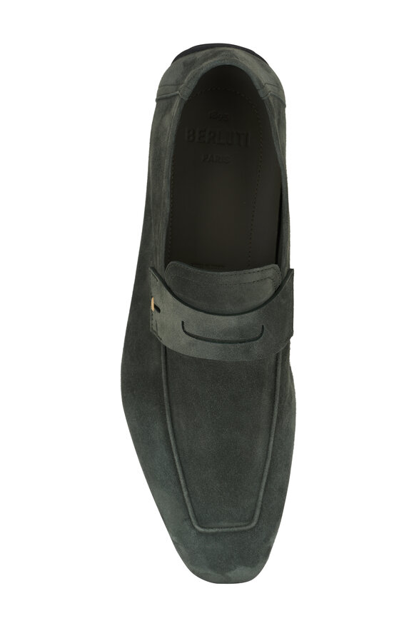 Berluti - Lorenzo Drive Forest Green Suede Loafer