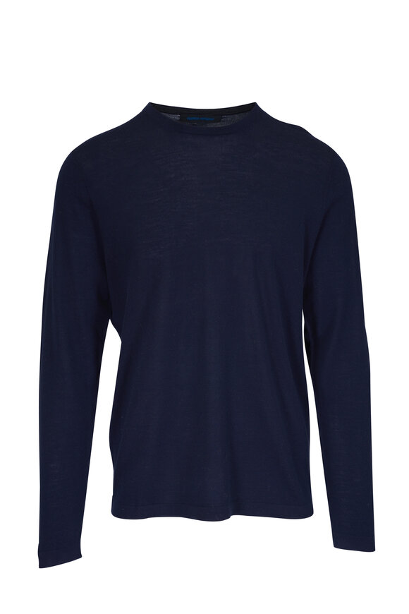 Patrick Assaraf Midnight Extra-Fine Merino Wool Crewneck Sweater