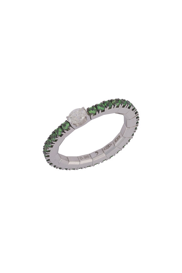 Demeglio 18k White Gold Tsavorite & Diamond Band