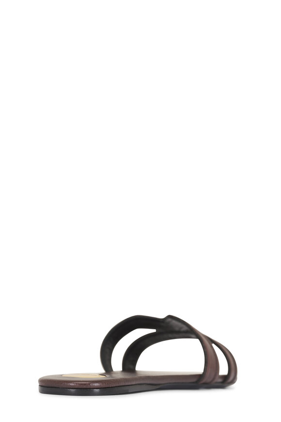 Saint Laurent Mabrouka Paris Brown Leather Sandal - view 4