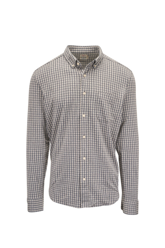 Faherty Brand Coastline Fox Gray Gingham Knit Button Down Shirt
