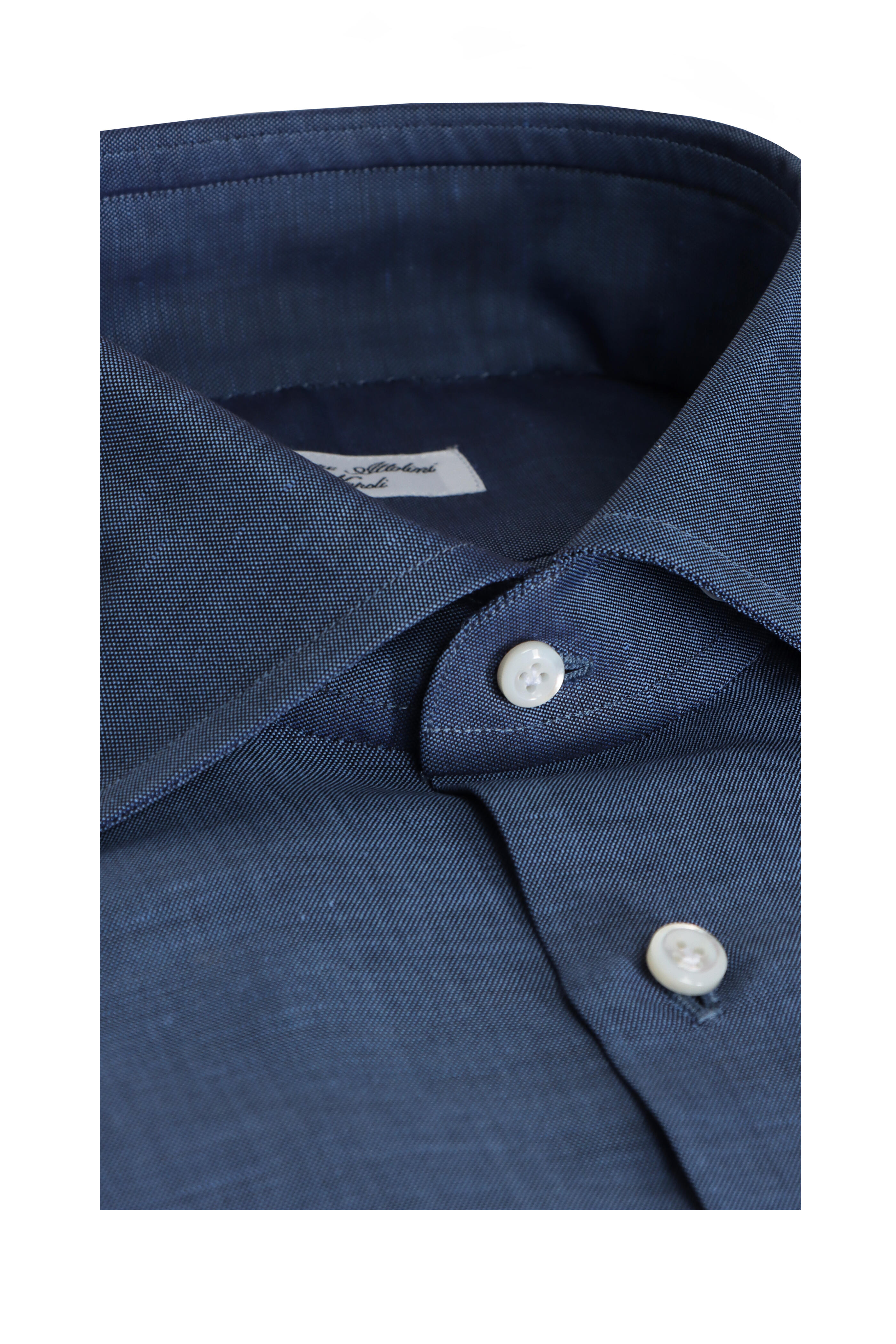 Cesare Attolini - Dark Denim Blue Cotton Dress Shirt