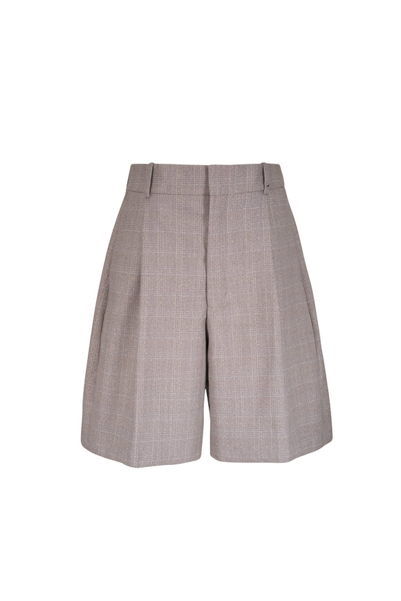 Bottega Veneta Silt Faded Prince of Wales Wool Shorts - view 1