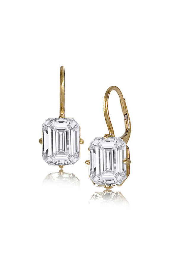 Nam Cho 18k Yellow Gold Bezel White Zirconia Drop Earrings - view 1