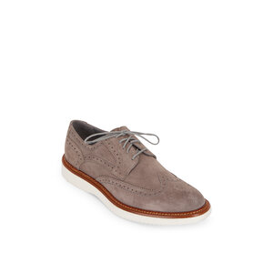 Trask Rogan Light Gray Suede Wingtip Buck Shoe