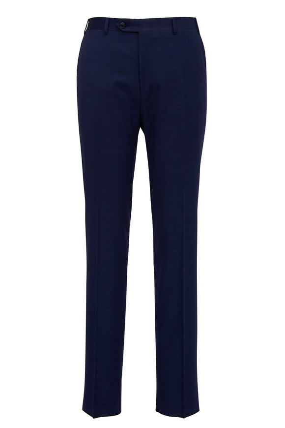 Canali - Navy Blue Balance Solid Textured Wool Suit