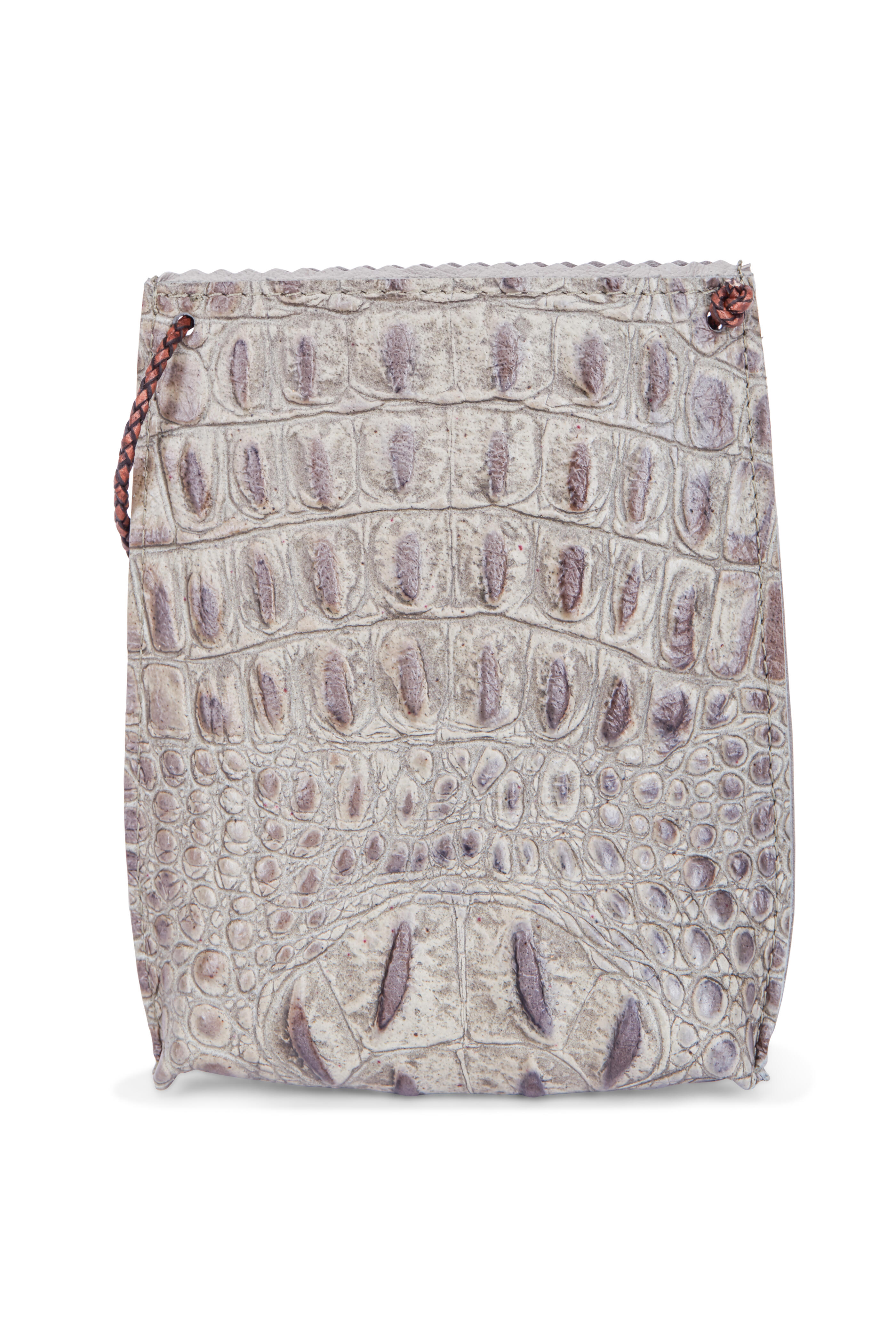 B May Bags - Smokey Gray Embossed Crocodile Cell Pouch