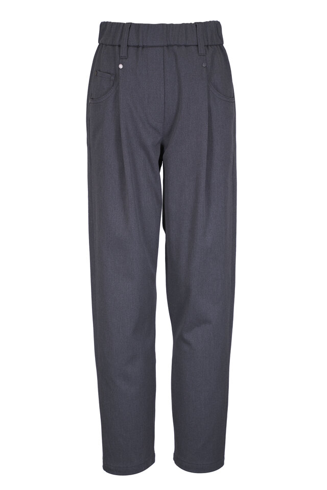 BRUNELLO CUCINELLI チェック柄 ガウチョパンツ USA4 ガウチョパンツ 綿オックスチェック | パンツフルレングス