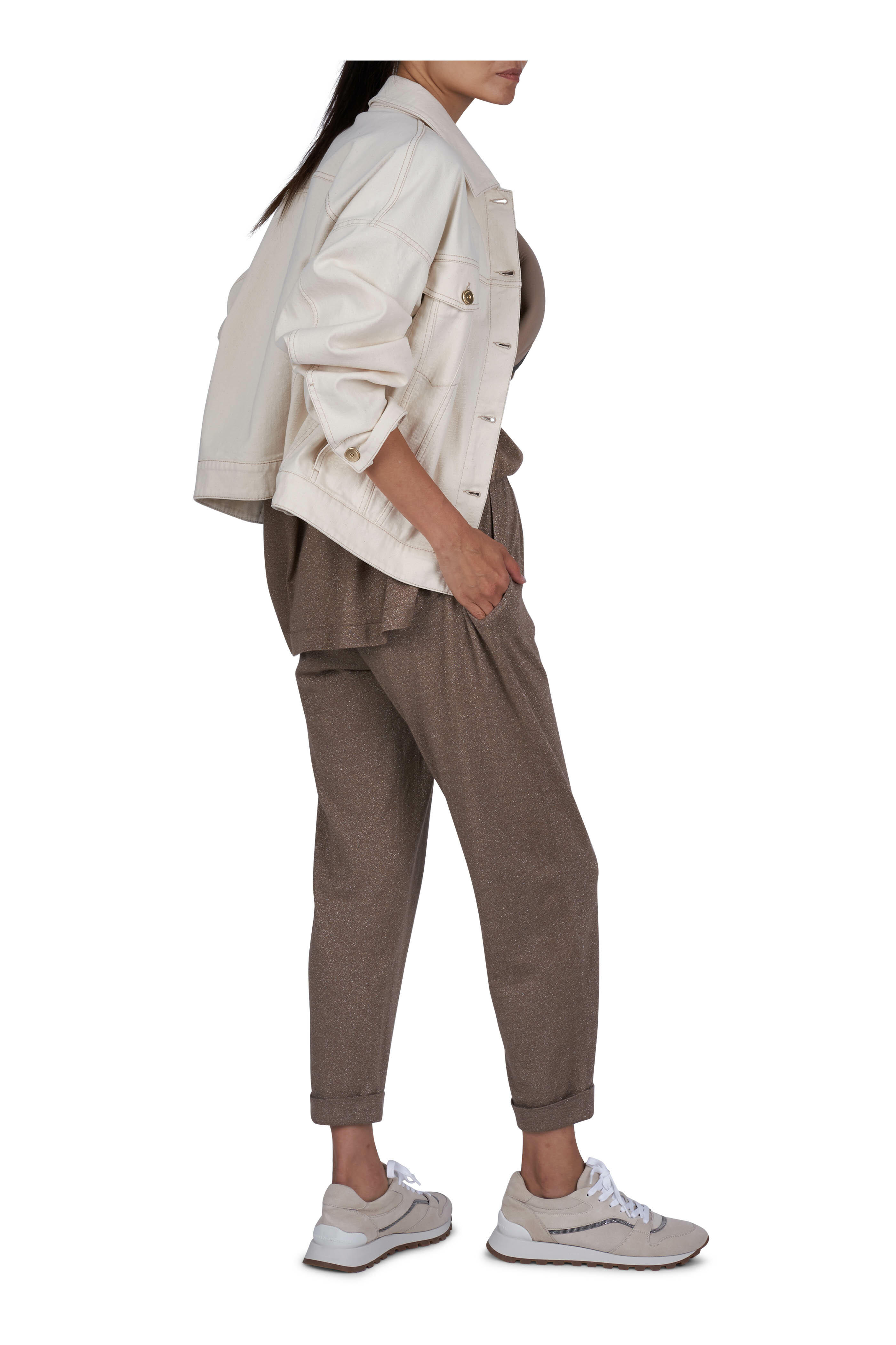 Brunello Cucinelli - Stretch Cashmere & Silk Cropped Pant - view 4