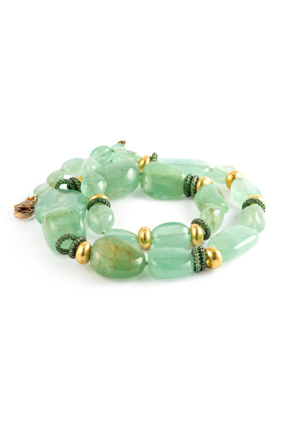 Sylva & Cie Green Beaded Rondelle Necklace - view 2