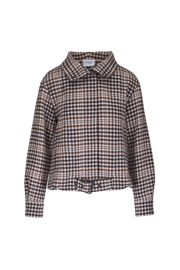 Akris Punto Winter White Houndstooth Tweed Wool Blouson Jacket - view 1