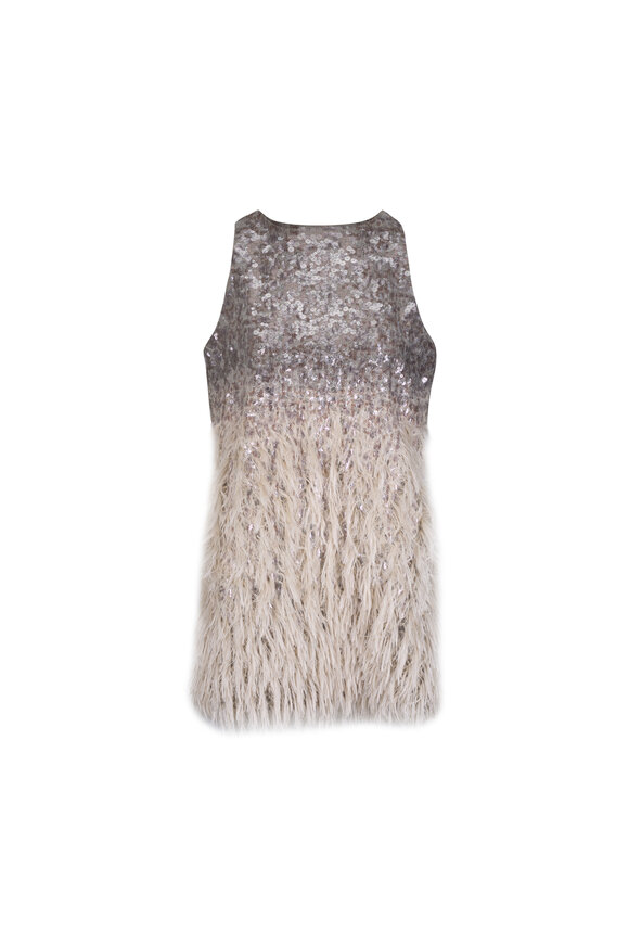 Brunello Cucinelli Gray Dazzling Fil Coupé Mini Shift Dress - view 1