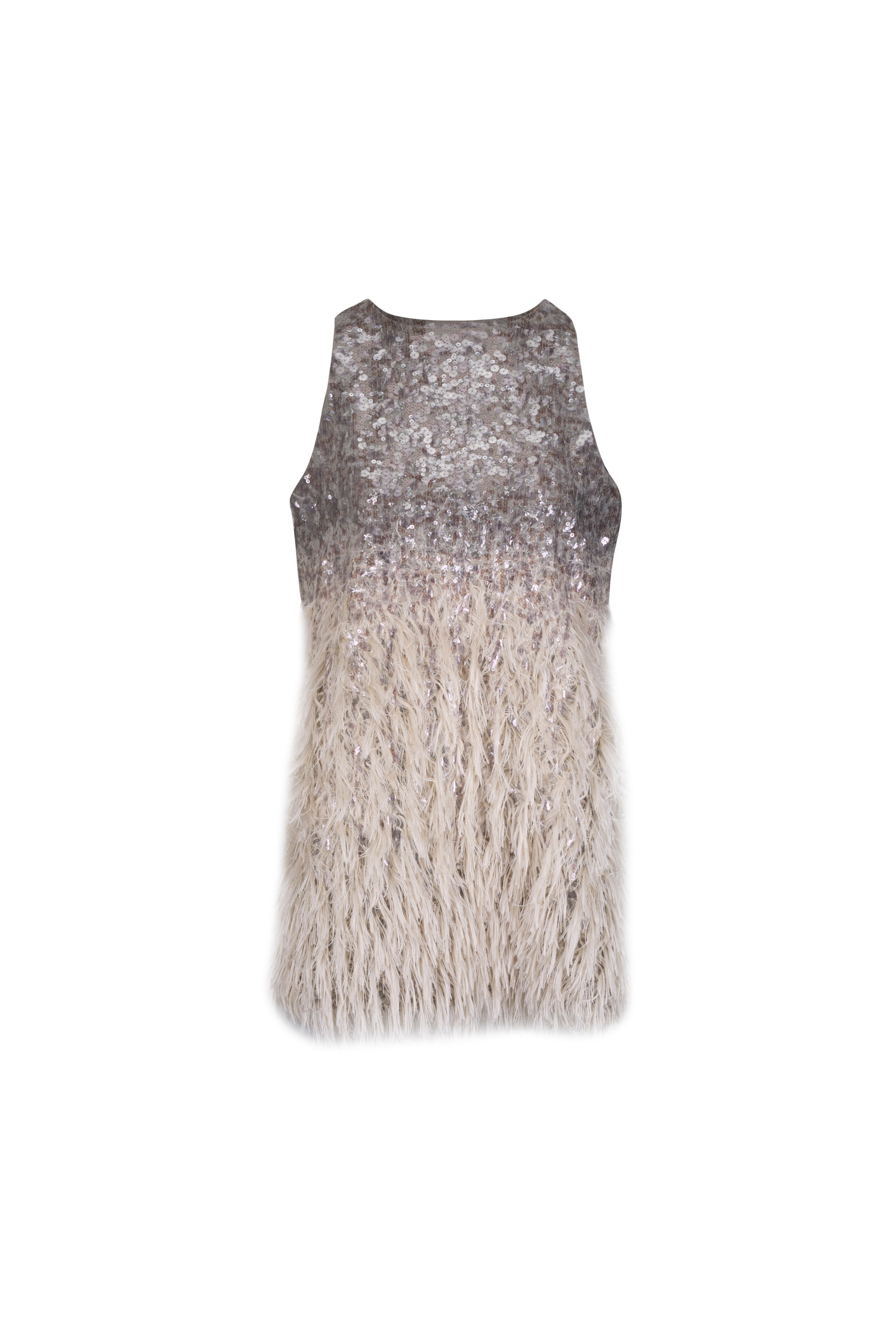 Brunello Cucinelli - Gray Dazzling Fil Coupé Mini Shift Dress - view 1