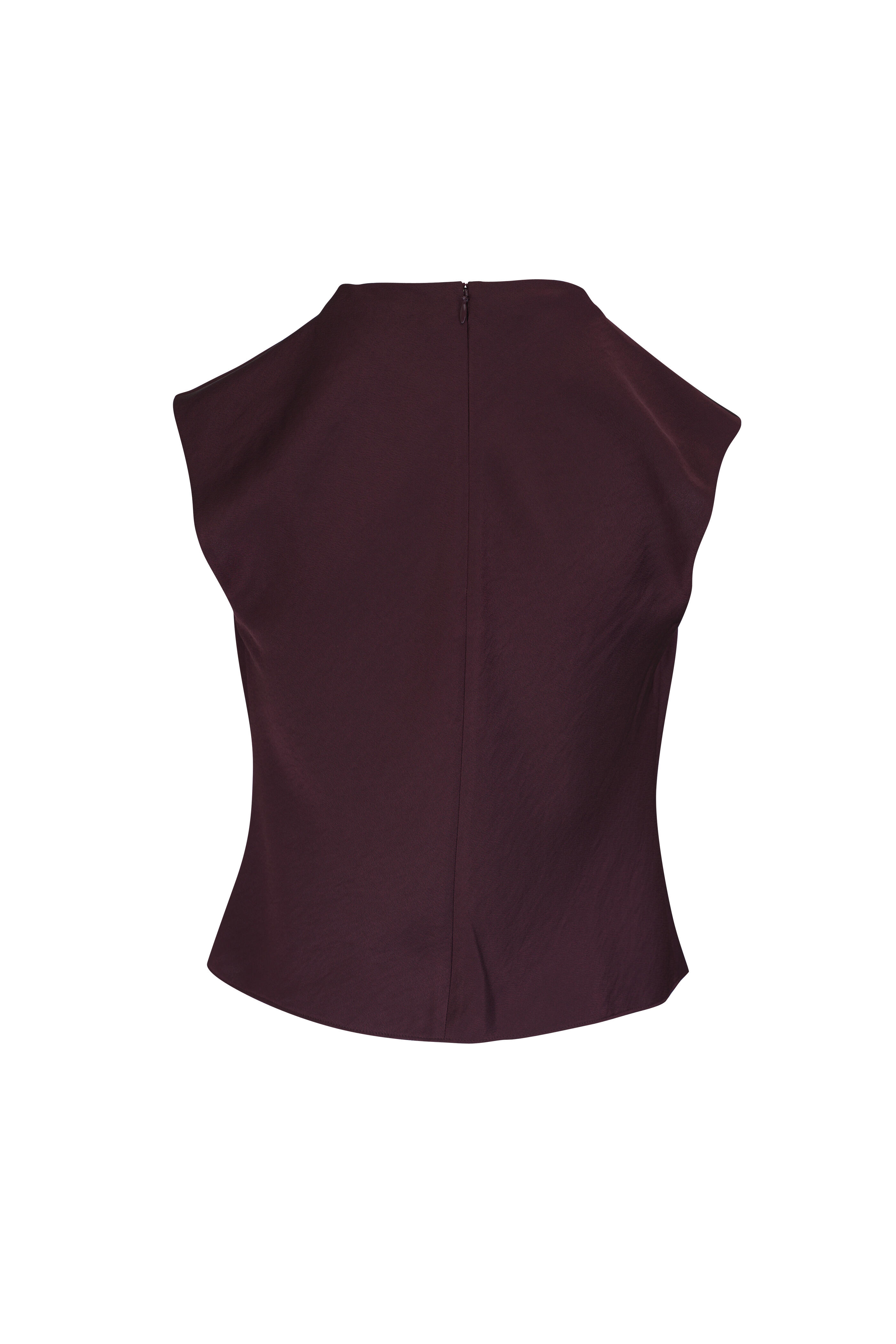 Vince - Fig Satin Draped Cowl Neck Top