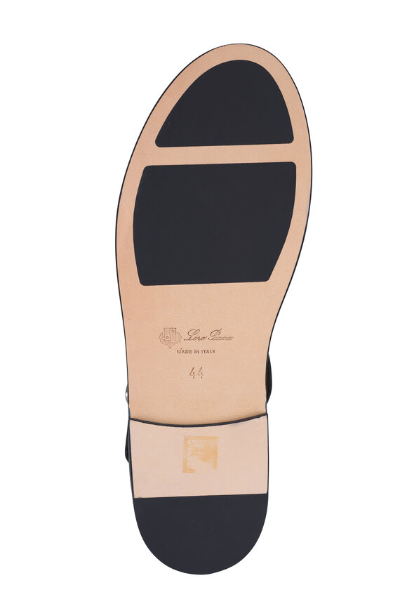 Loro Piana Maxime Walk Black Leather Fisherman Sandal - view 4