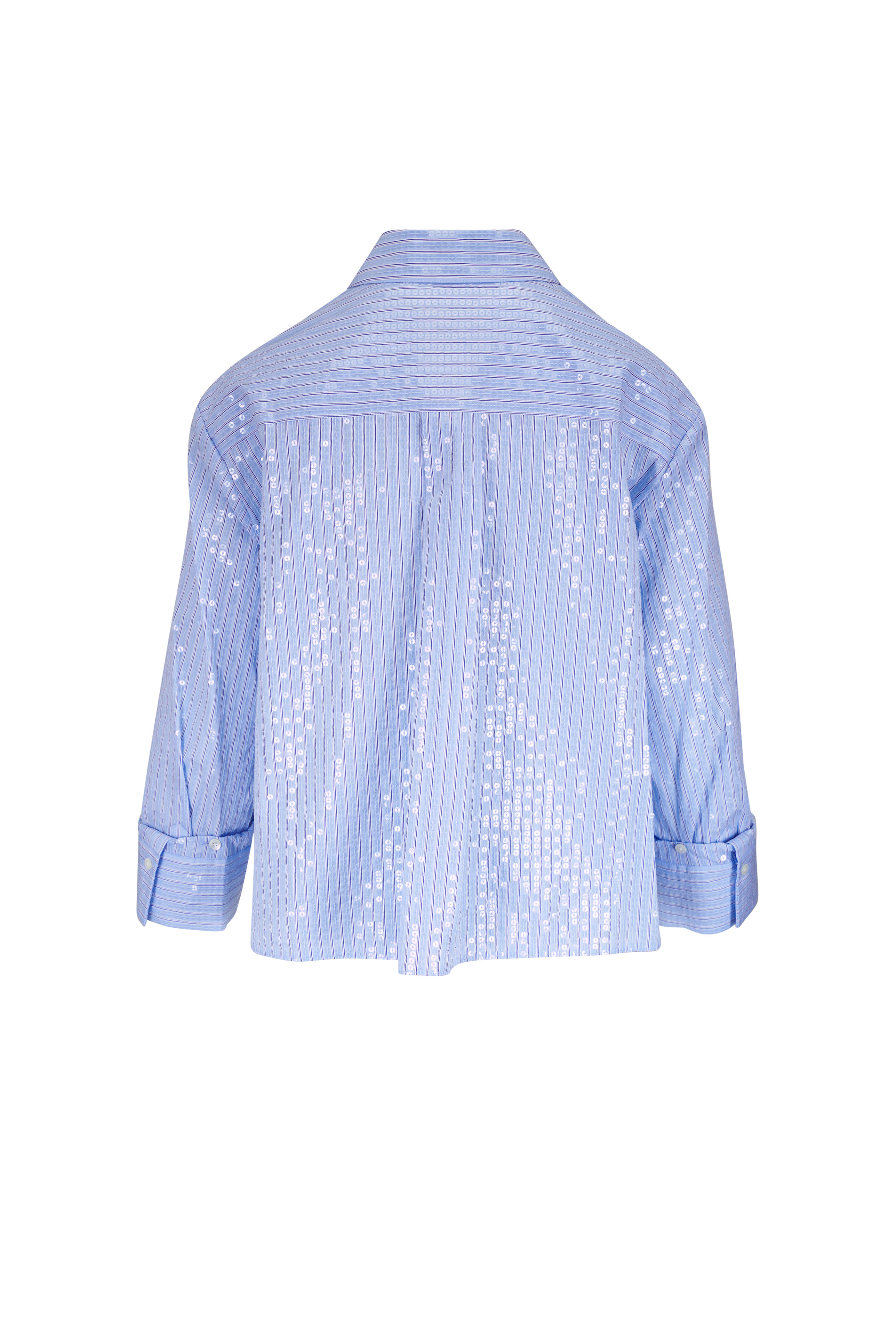 TWP - J.D. Blue & Midnight Sequin Stripe Button Up Shirt