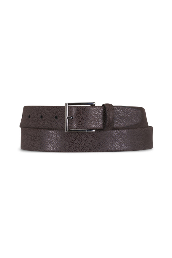 Paolo Vitale Tubular Dark Brown Leather Belt - view 1