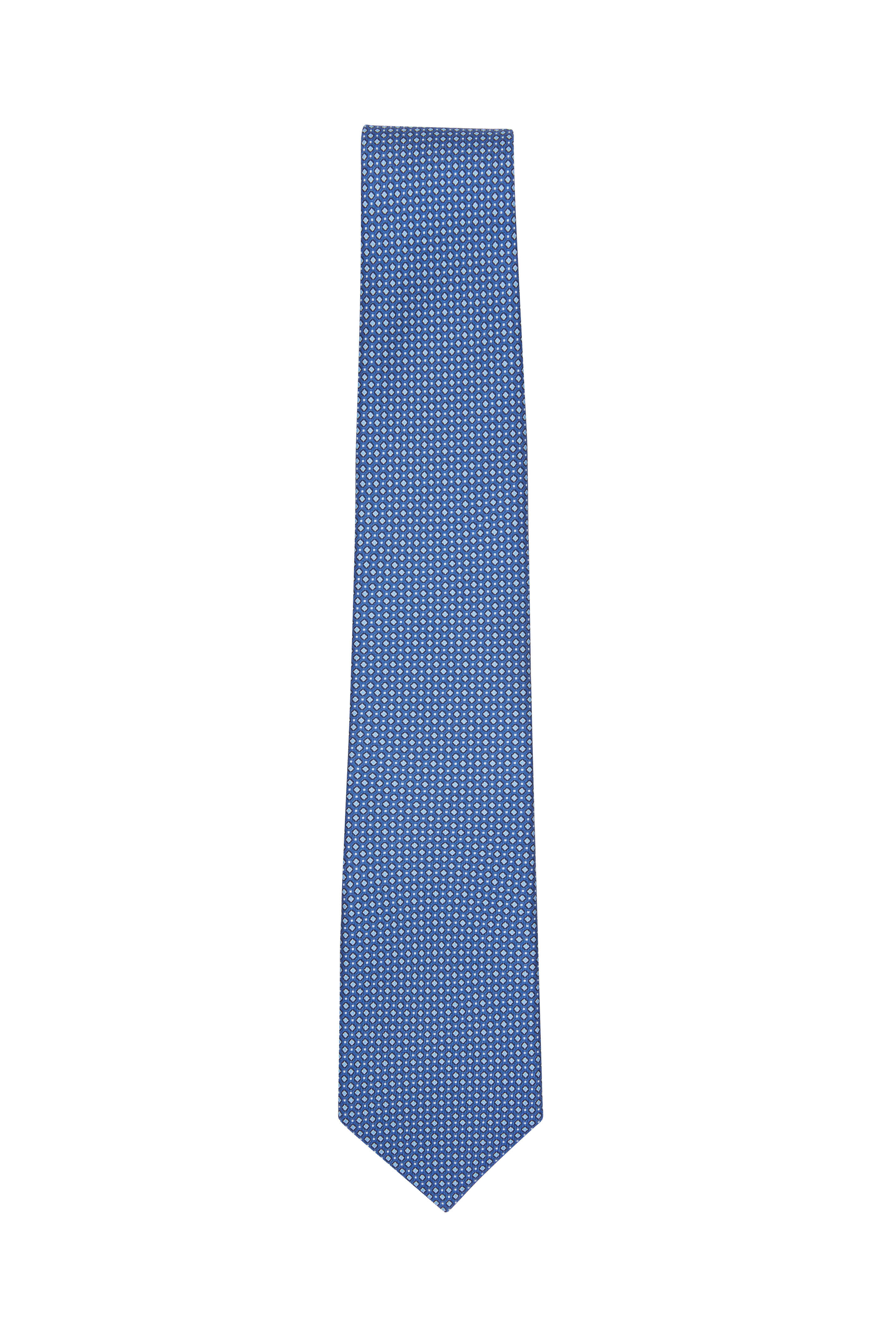 Paolo Albizzati - Blue Micro Dot Pattern Silk Necktie