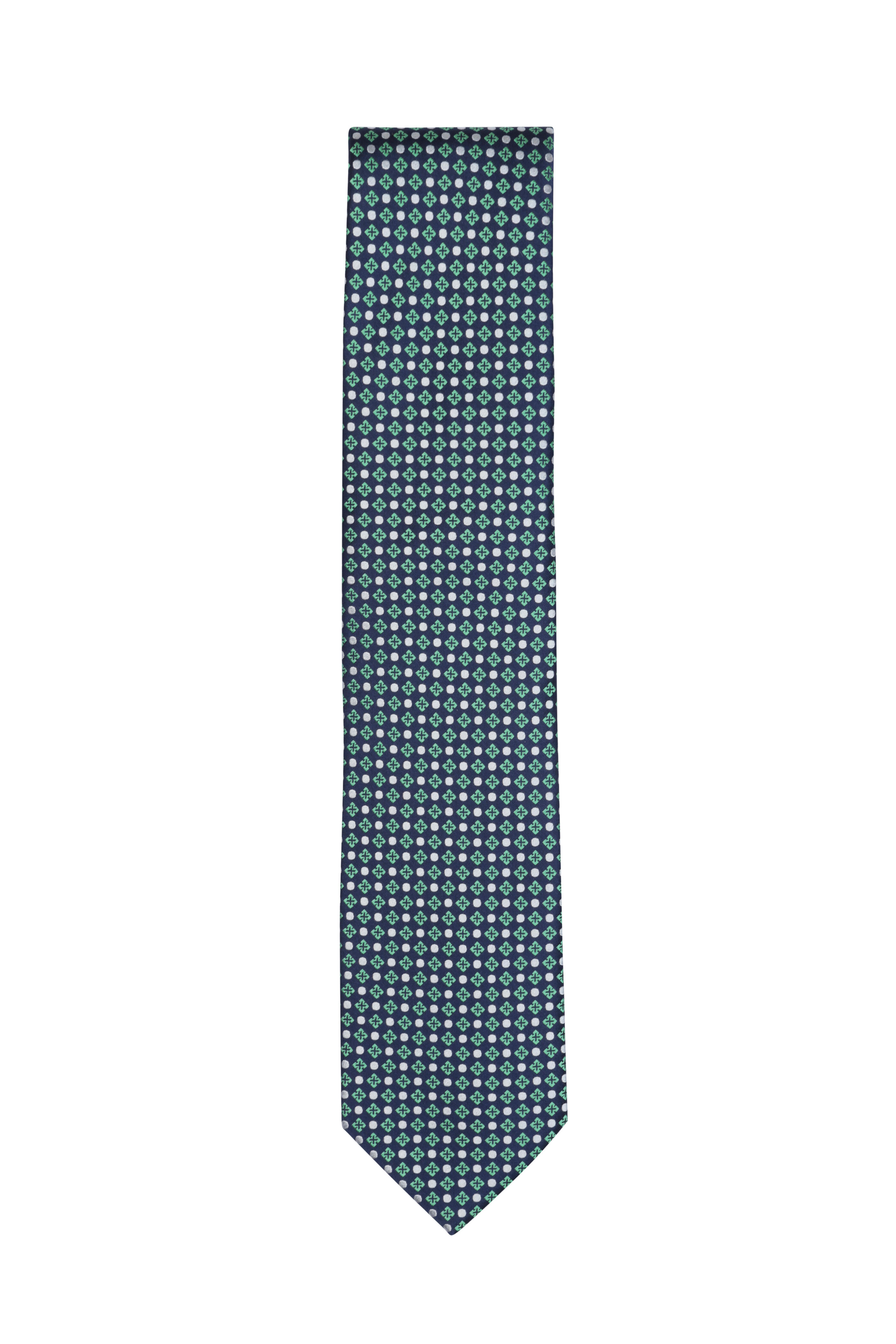 Dark green Medallion Print Silk Tie - Eton