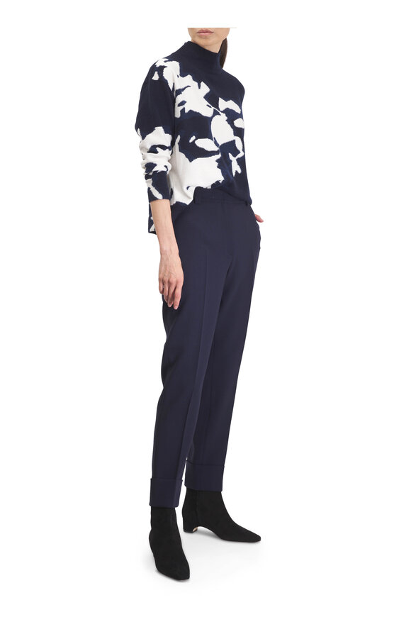 Akris Maxima Navy Blue Cuffed Wool Pant - view 2