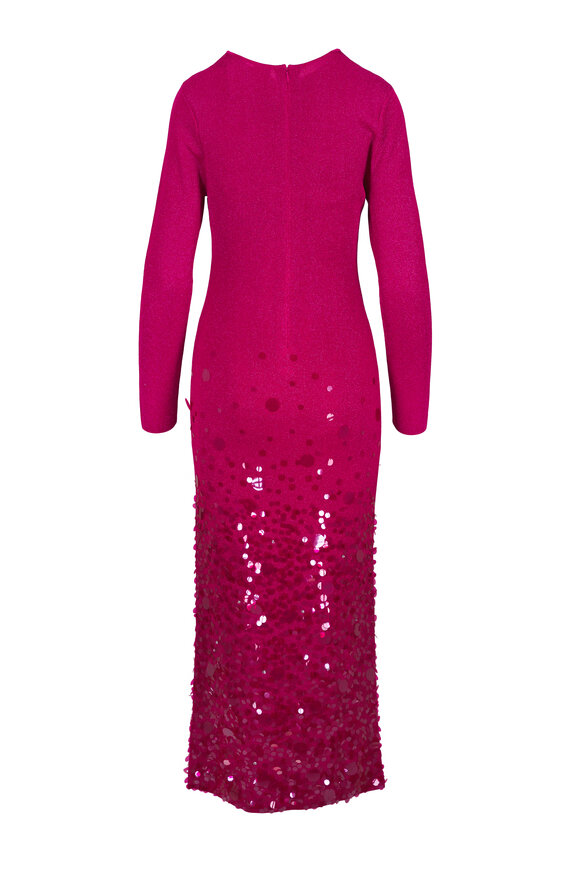 Carolina Herrera Cranberry Sheer Milano Embellished Midi Dress - view 3
