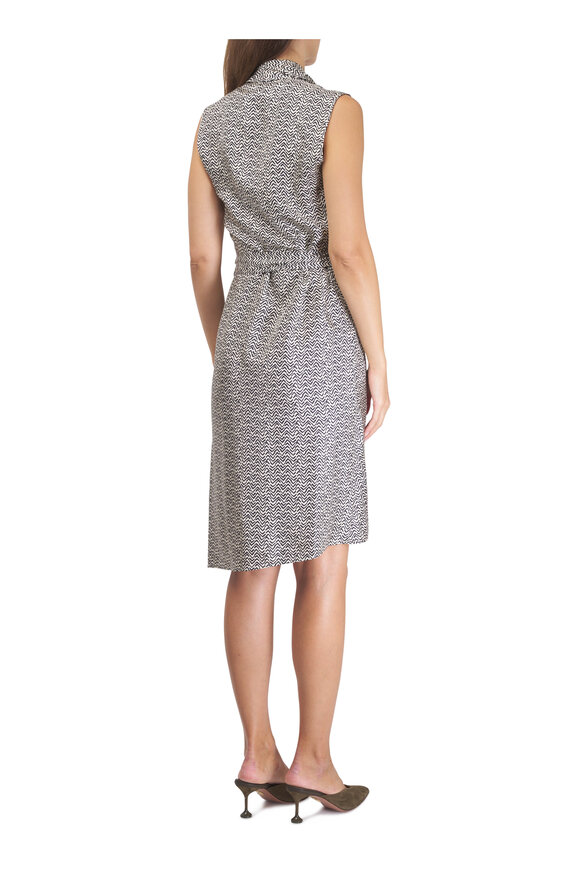 Kiton Black & White Print Sleeveless Silk Wrap Dress - view 3