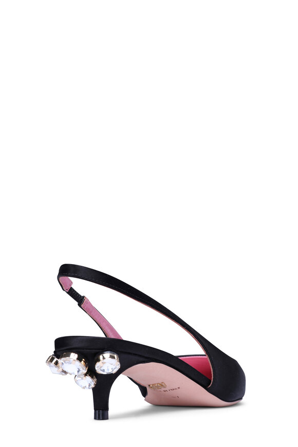 Giambattista Valli Black Crystal & Satin Slingback Pump - view 3