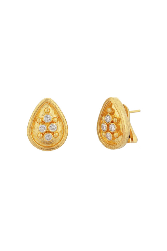 Gurhan 24k Gold Clustered Teardop Diamond Earring - view 1