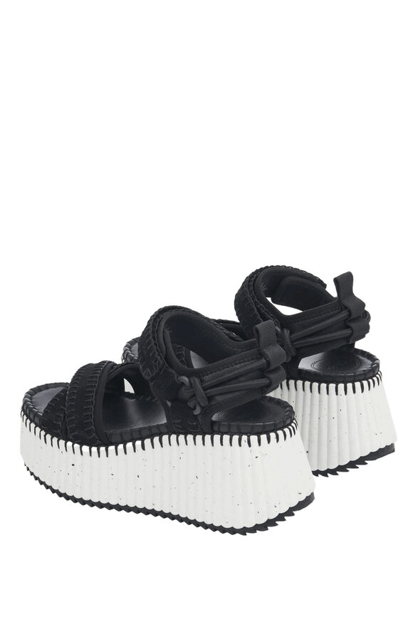 【Chloe】Nama レザー プラットフォーム ビーチ サンダル Chloé - Nama Platform Sandal in Black | Mitchell Stores