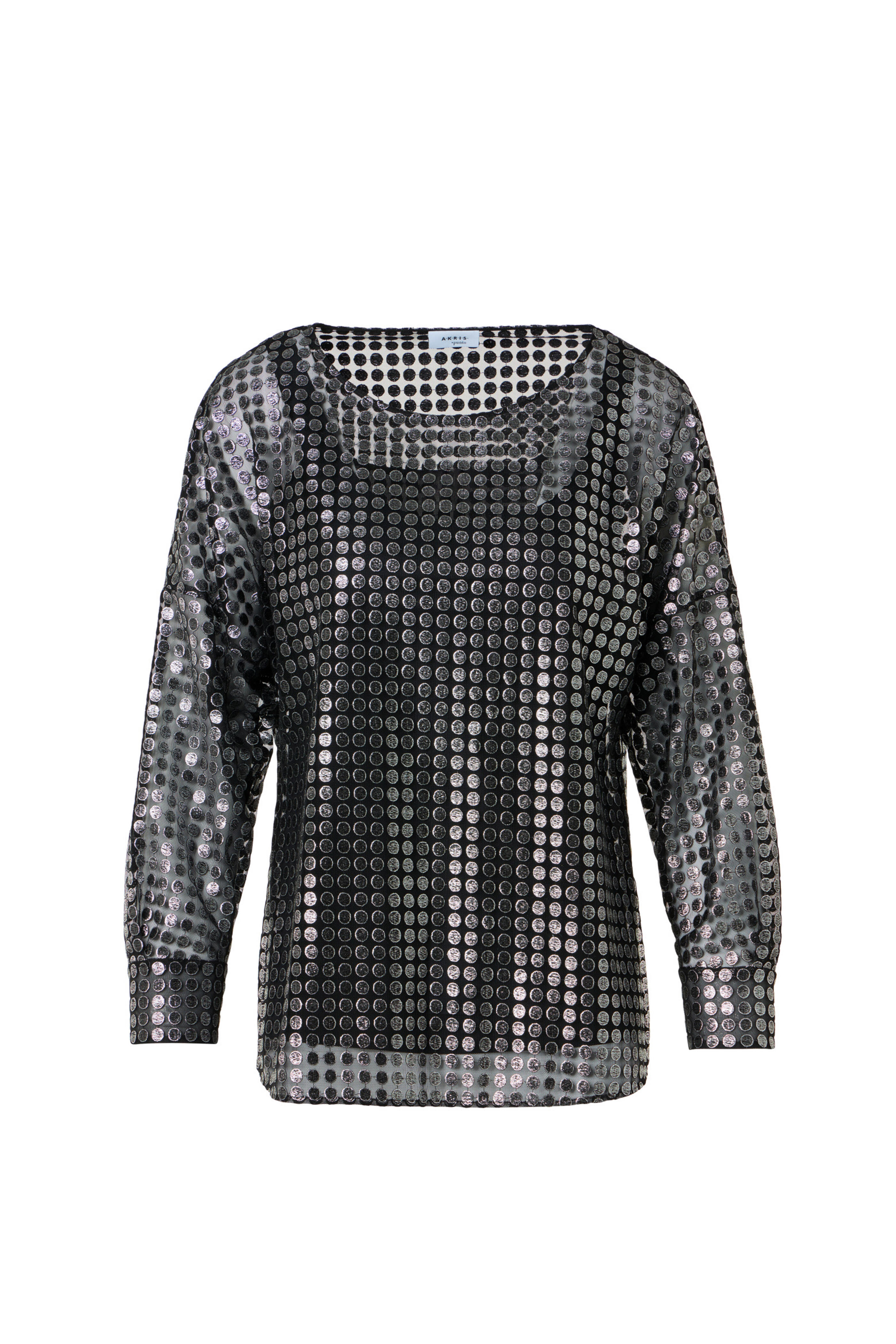 Akris Punto - Brushed Steel Metallic Dot Embroidered Blouse