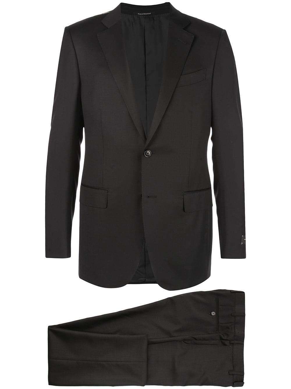 Zegna - Charcoal Gray Mini Check Wool & Silk Suit