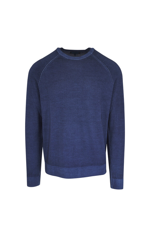 Patrick Assaraf Denim Merino Wool Raglan Crewneck Sweater - view 1