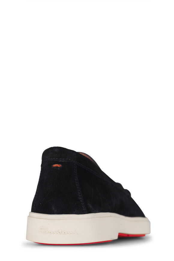 Santoni Yaltamoc Black Suede Loafer - view 3