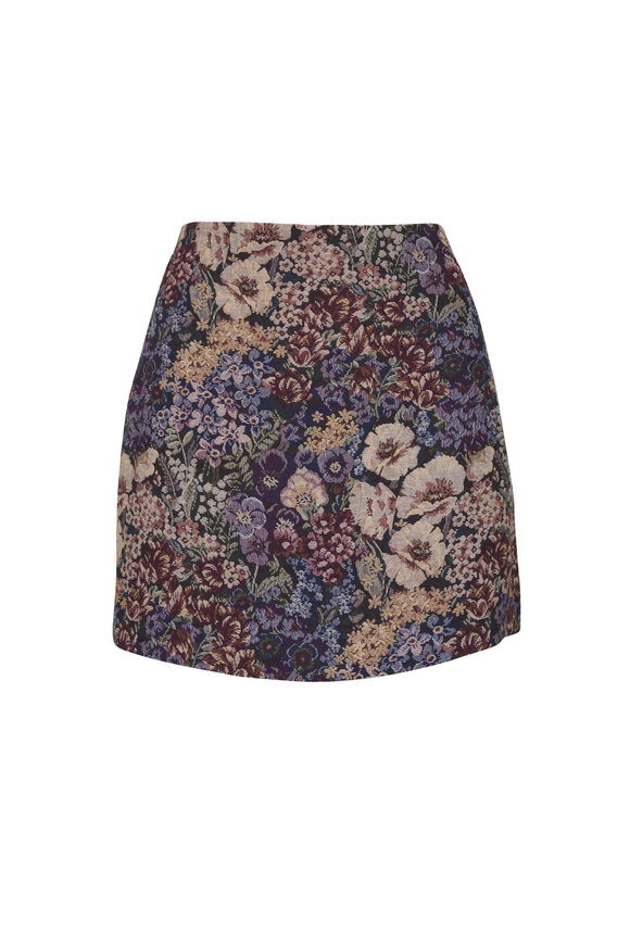 Veronica Beard Ohemia Eggplant Brocade Mini Skirt - view 1