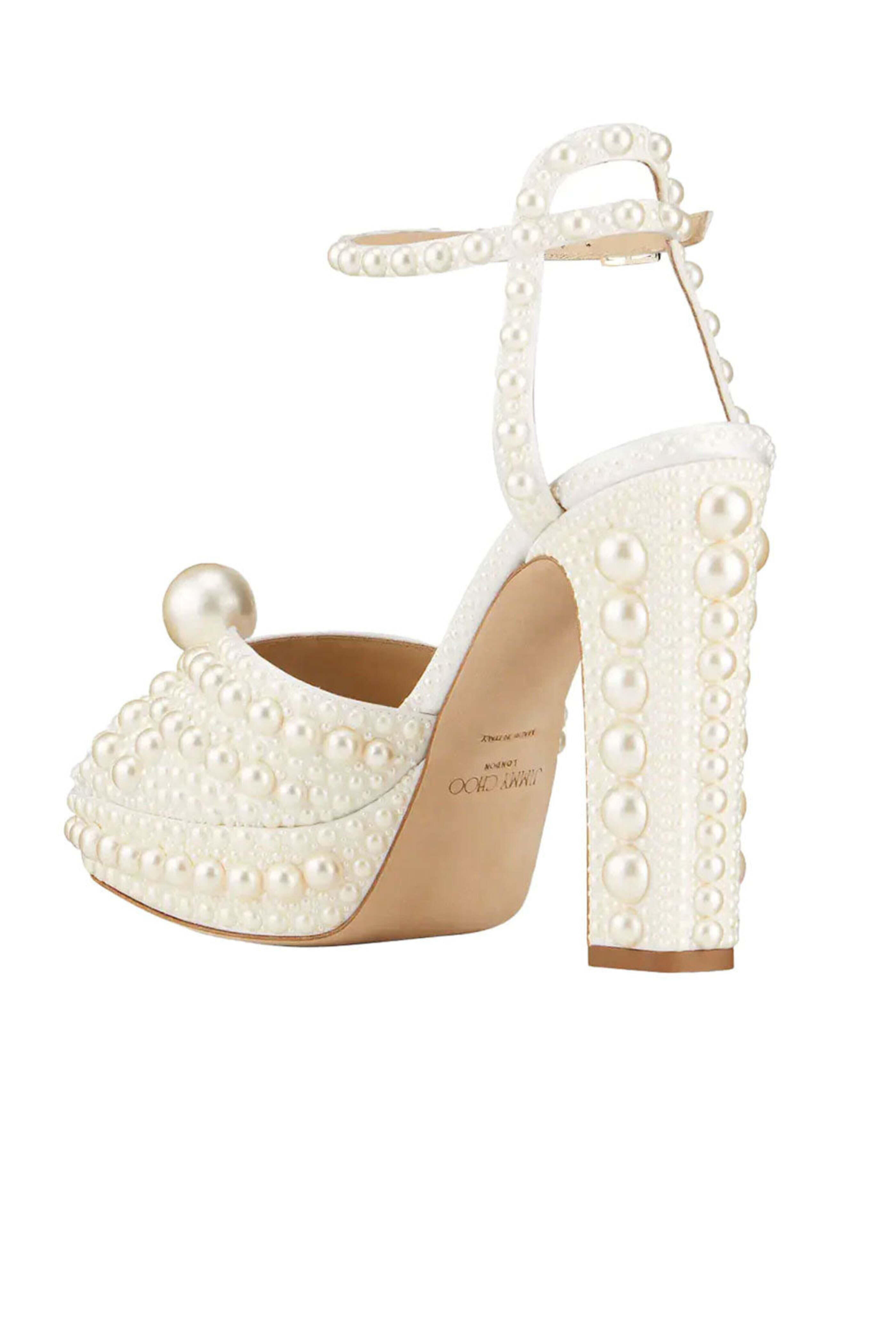 Jimmy Choo - Sacaria 120 Pearl Platform Sandal in White