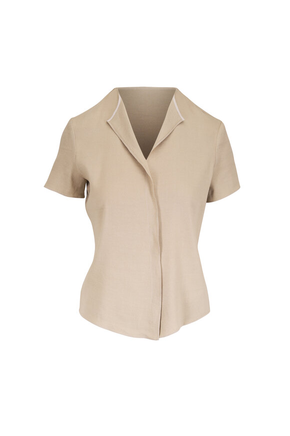 Peter Cohen Breeze Ethnic Sand Stretch Linen Top