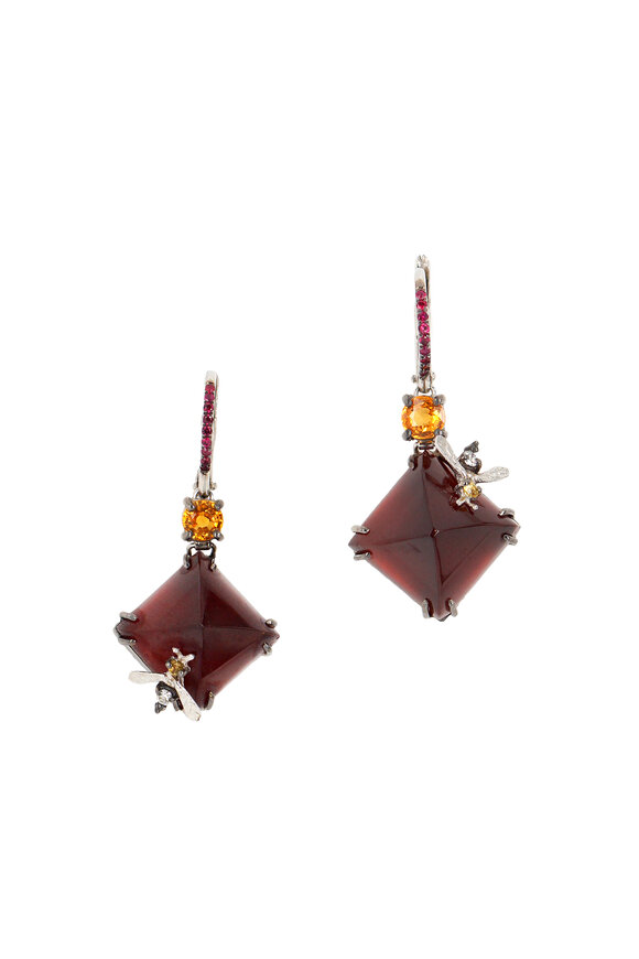 Sharon Khazzam Garnet & Yellow Sapphire Bee Earrings