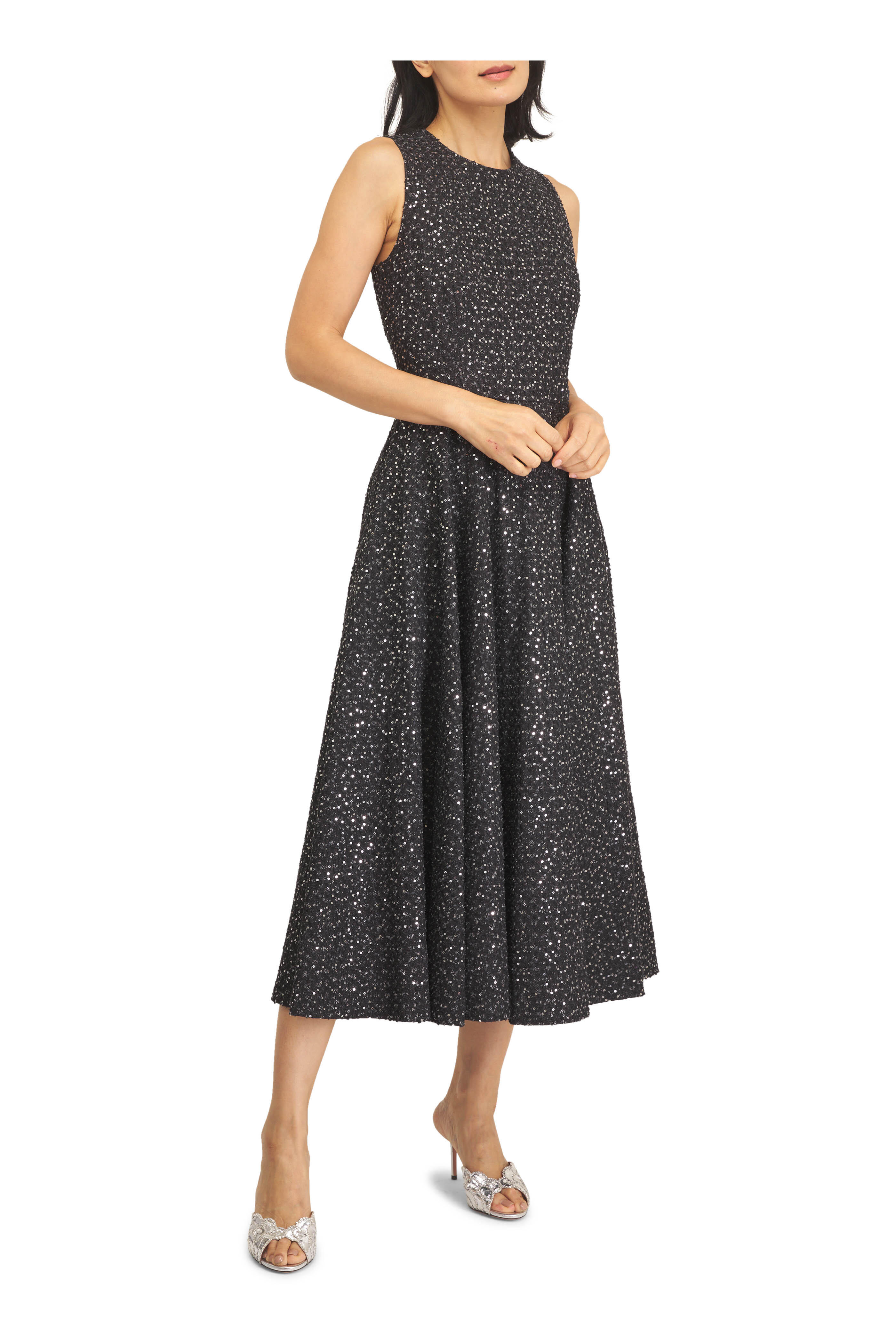 Michael Kors Collection - Black & Silver Sequin Denim Tweed Dress - view 2