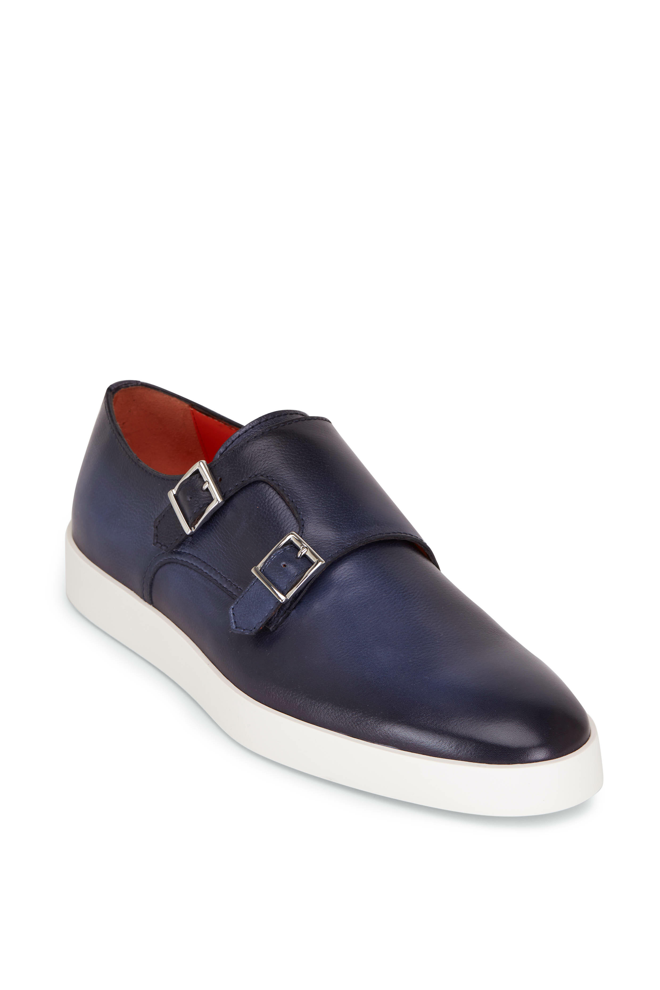 Santoni - Bankable Blue Leather Dress Shoe | Mitchell Stores