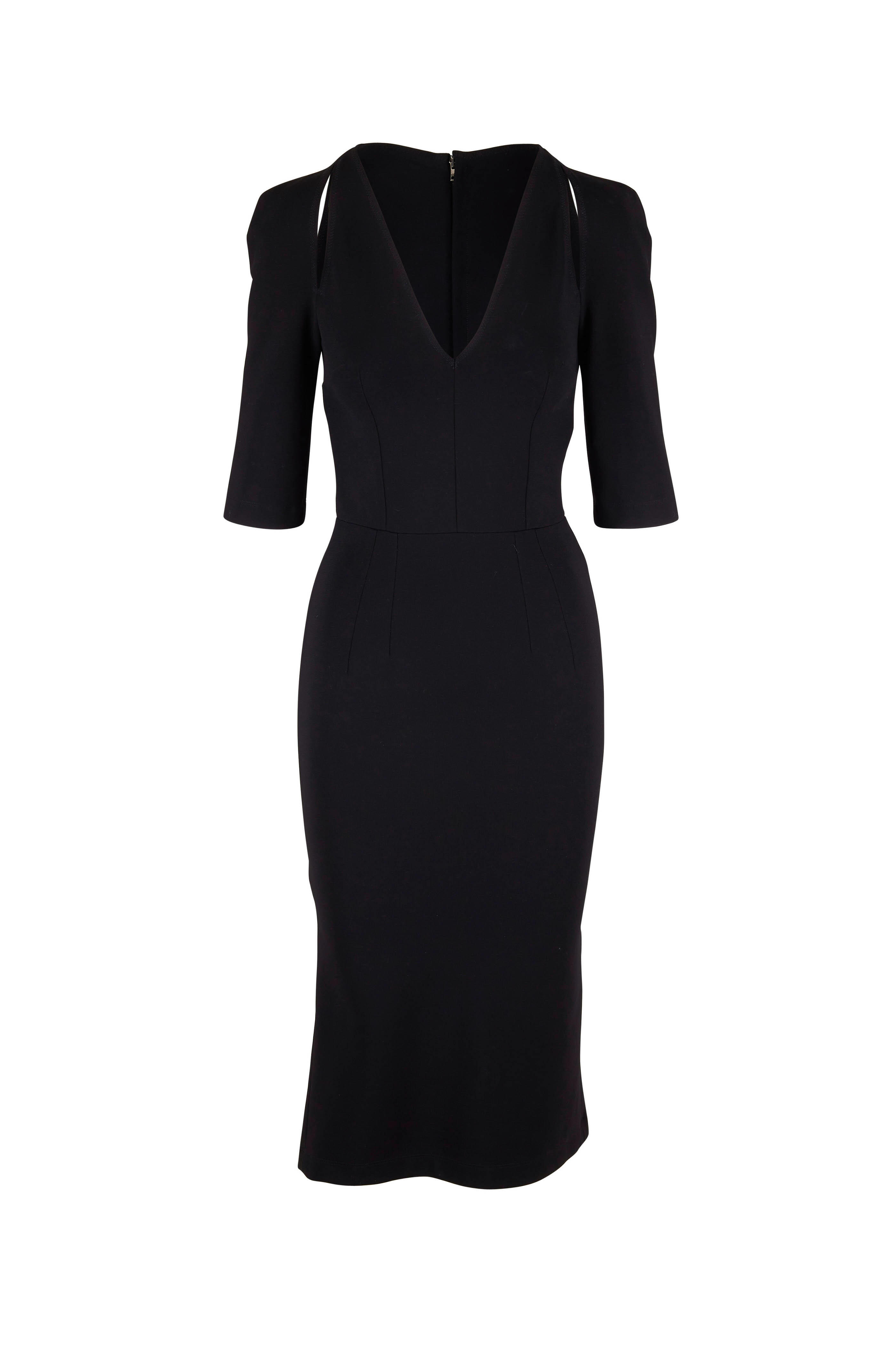 Dolce & Gabbana - Black Cutout Shoulder Midi Dress