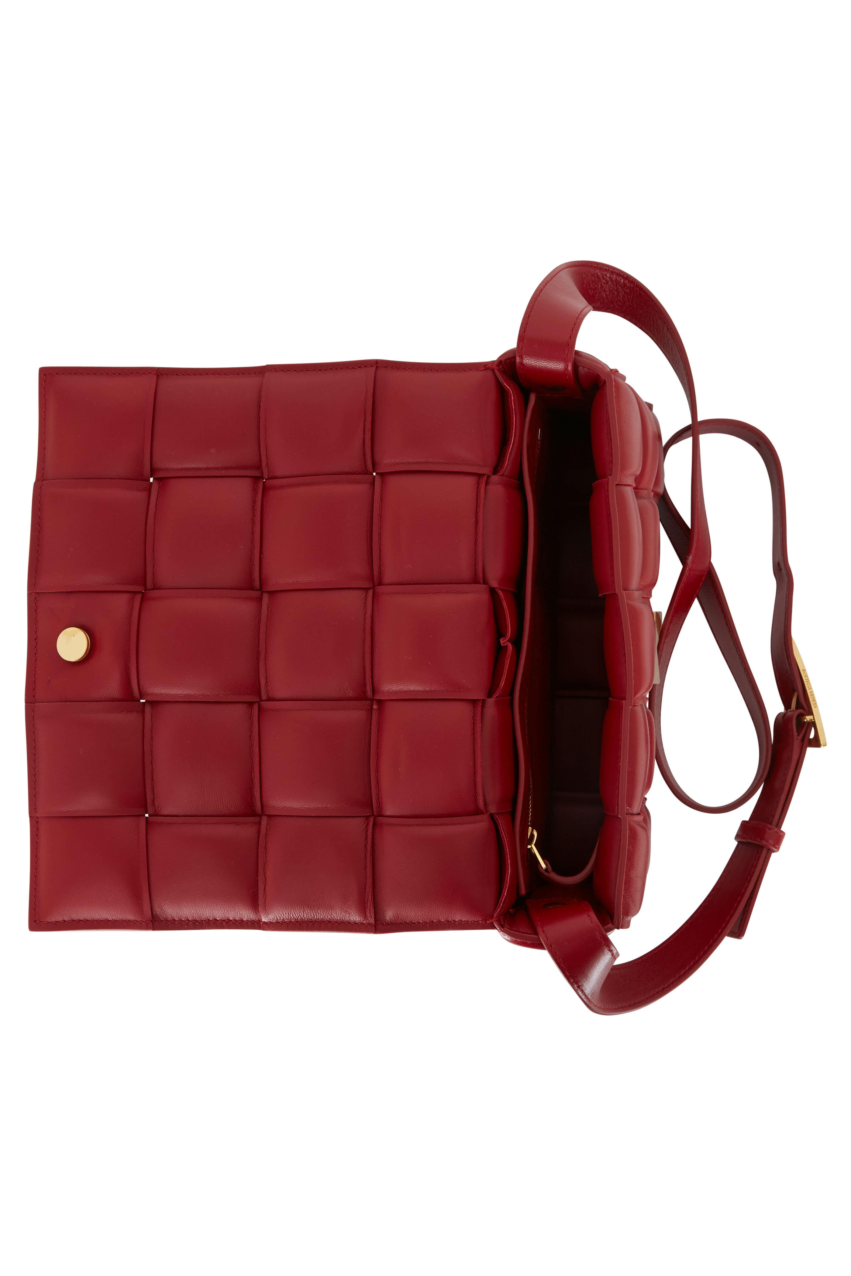 Bottega Veneta - Cassette Dark Red Padded Woven Leather Small Bag