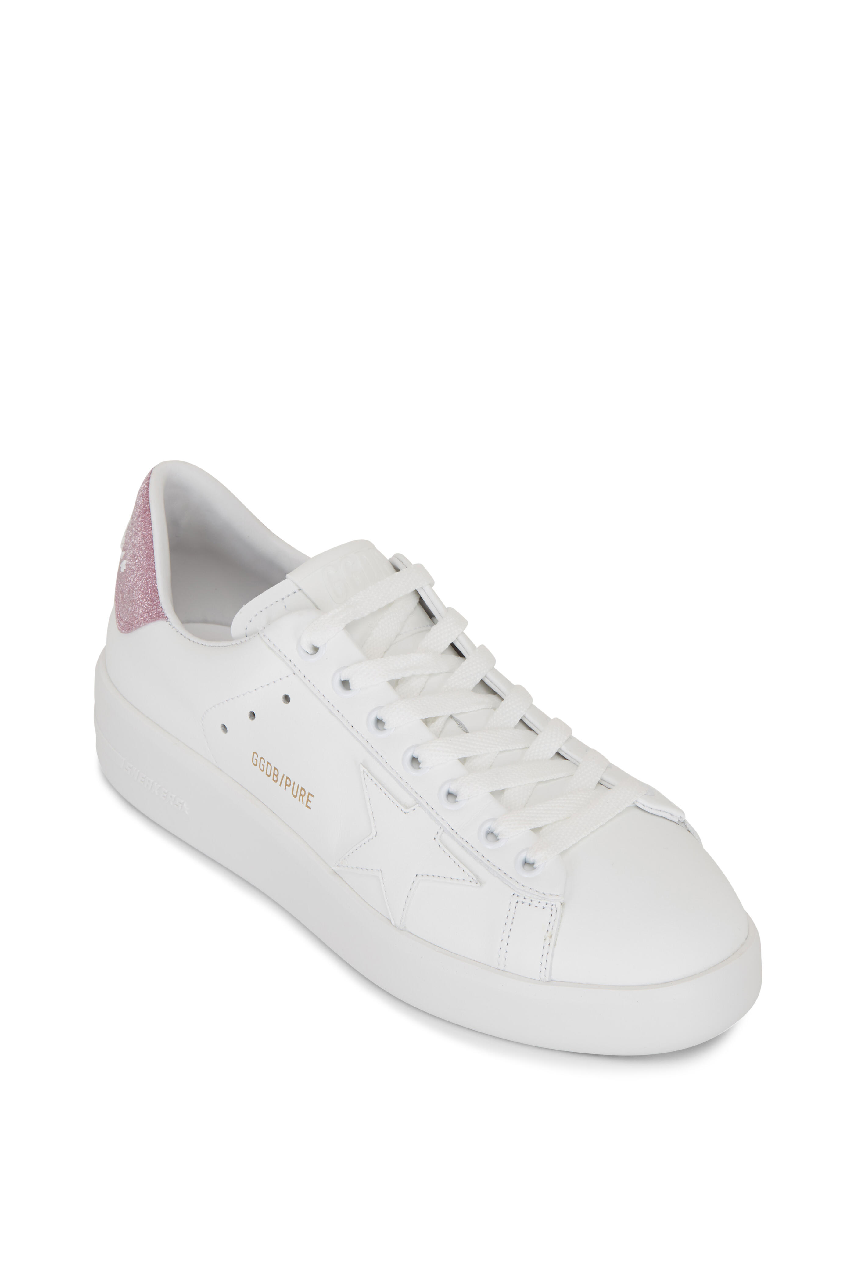 Golden Goose - Pure Star White Leather & Glitter Heel Sneaker