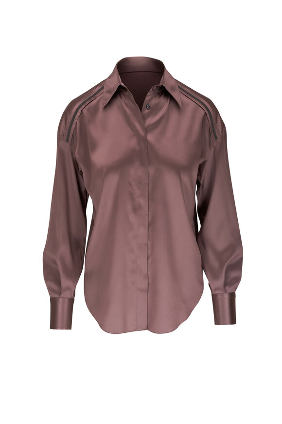 Brunello Cucinelli - Fig Silk Monili Blouse