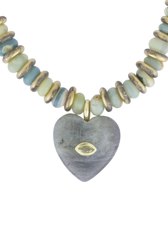 Cristina V. Blue Marble Opal & Labradorite Heart Necklace - view 2