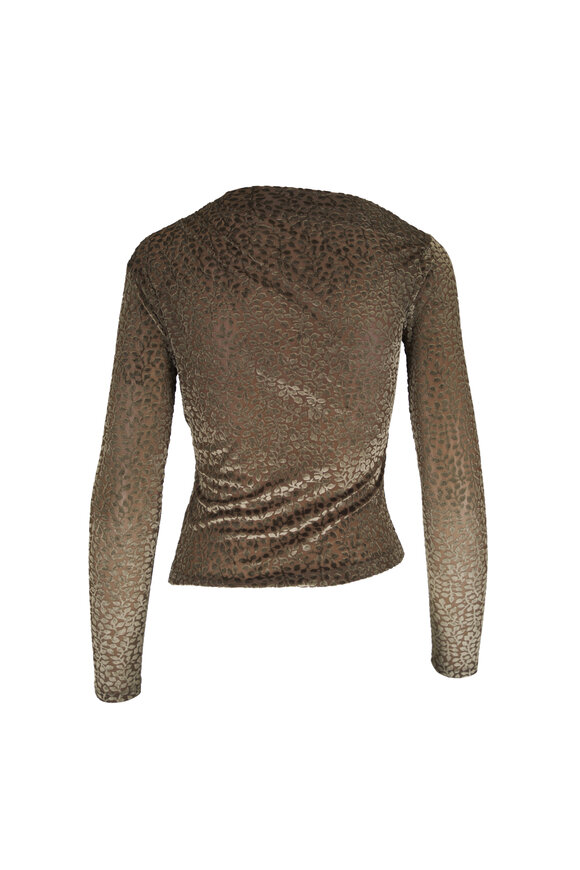 Vince Cypress Velour Burnout Draped Long Sleeve Top - view 2