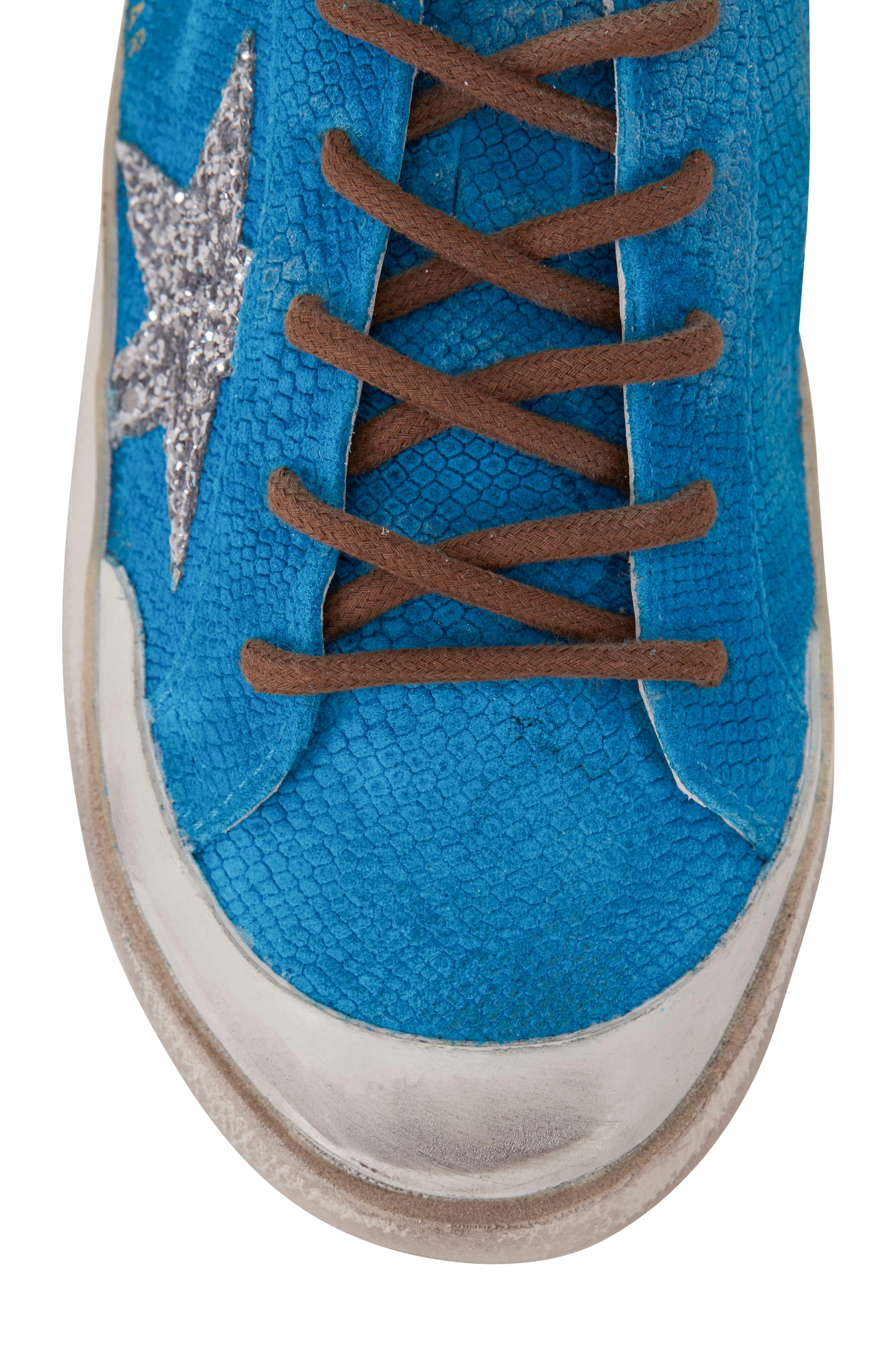 Golden Goose - Super-Star Blue Lizard Print Suede Low-Top Golden Goose - Super-Star Blue Lizard Print Suede Low-Top