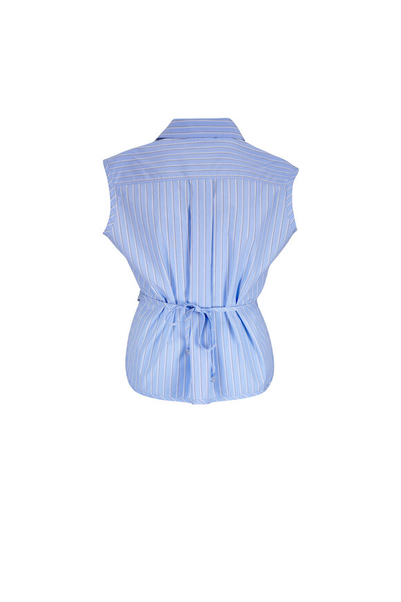Loewe Blue & Multicolor Stripe Cotton Poplin Wrap Shirt - view 6